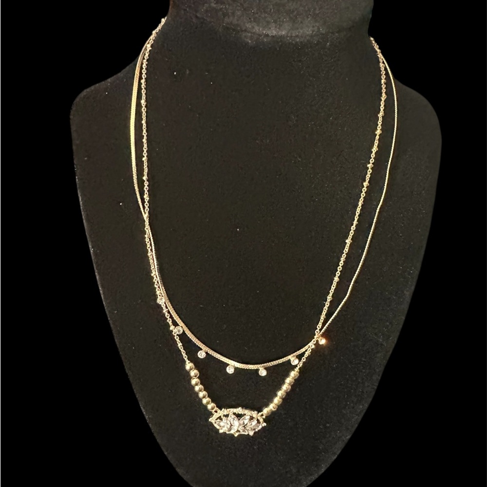 NWT Lonna & Lilly Gold-Tone Crystal Snowflake Layered Necklace, 16" + 3" ext